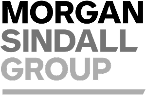 Morgan Sindall Group logo with text in three shades of gray on a light background.